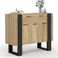Buffet 100 cm avec 3 portes et 1 tiroir, meuble de rangement bois et noir