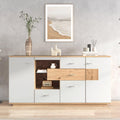 Grande commode moderne avec quatre tiroirs, deux portes et multiples espaces de rangement