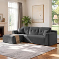 Canape d'angle modulable 244 cm avec grande meridienne gauche, sofa compresse sans montage, gris ardoise