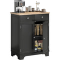 Buffet avec placards, 2 tiroirs et etagere reglable, meuble de rangement pour salon, cuisine ou chambre, noir et bois naturel