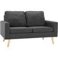 Canape deux places en tissu gris fonce pour salon ou sejour