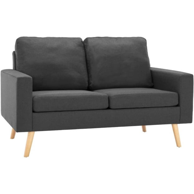 Canape deux places en tissu gris fonce pour salon ou sejour