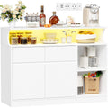Buffet multifonction blanc avec deux portes, deux tiroirs et niche ouverte pour cuisine ou salon