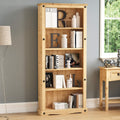 Bibliotheque en pin massif, etagere de rangement classique pour salon, bureau ou chambre