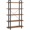Bibliotheque industrielle 5 niveaux avec structure en acier, etagere de rangement ouverte 105 x 33,5 x 177,5 cm, marron rustique