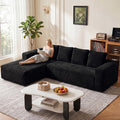 Canape d'angle quatre places avec meridienne, coussins inclus et rev¨ºtement en velours c?tele